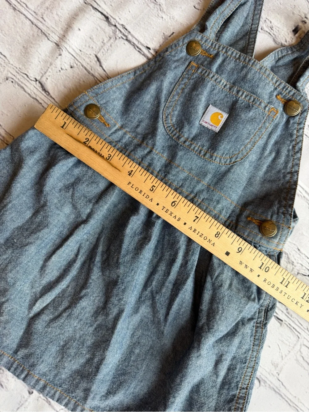 Carhartt Denim Chambray Overall Dress Toddler Girl Size 2 Romper Western Play